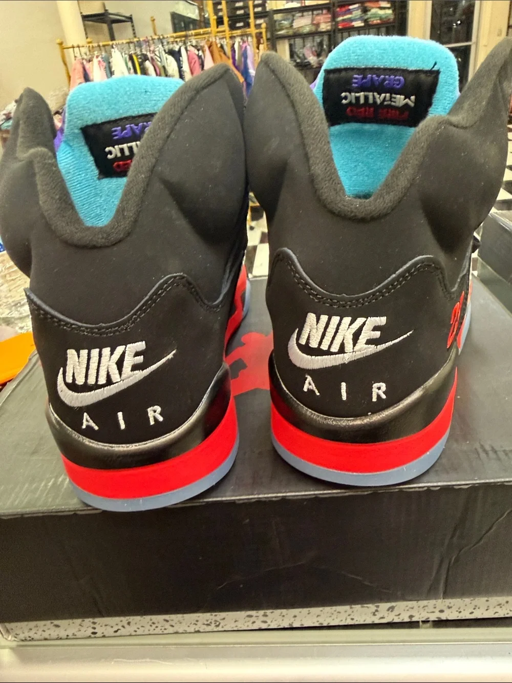 Jordan Men’s Sneakers in Black with Purple and Teal Accents